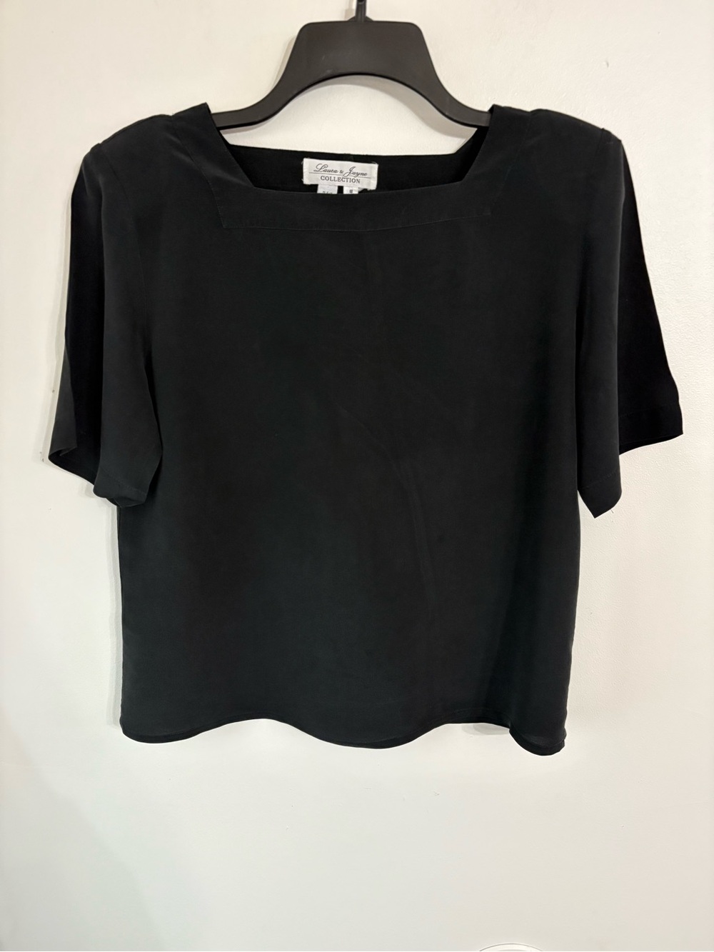 Vintage Laura & Jayne 100% Silk Black Top Size 8